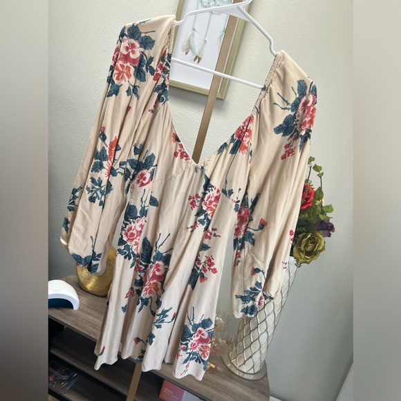 Free People Floral Mini Dress - Cream and Pink - Picture 8 of 13